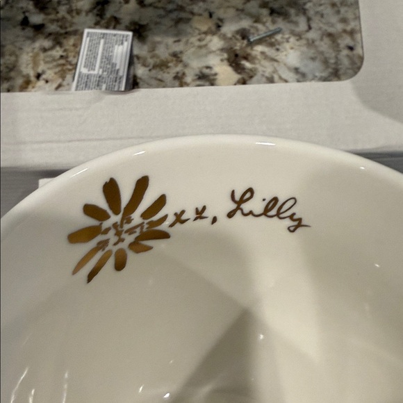 Lilly Pulitzer Elegant Blue Floral Teacup Set with Gold Handles(6) - Picture 2 of 2